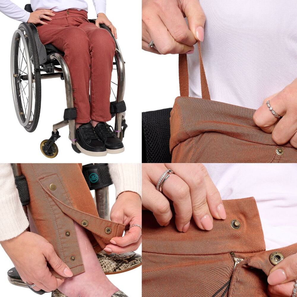 Denim & Co. Adaptive Comfy Knit Slim Ankle Wheelchair Pant Size XL NWT Rich Rust